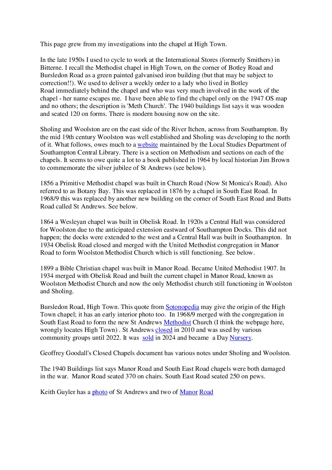 Sholing Area Woolston and Sholing, Southampton | Hampshire | My Methodist History