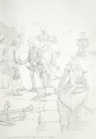 Francis Asbury Departs for Philadelphia | Drawing by Richard G. Douglas Used with Permission